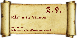 Röhrig Vilmos névjegykártya